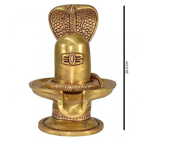 Vrindavan Pure Brass Shivling with Naag Dev – Handcrafted Fine Carved Shivling Idol