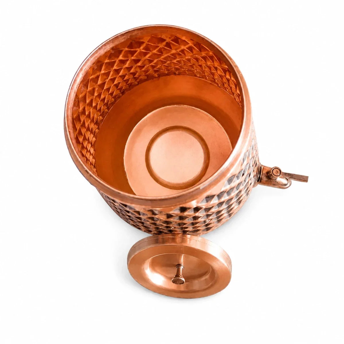 Pure Copper 8 Litre Water Dispenser with Brass Tap – Diamond Shape Storage Container