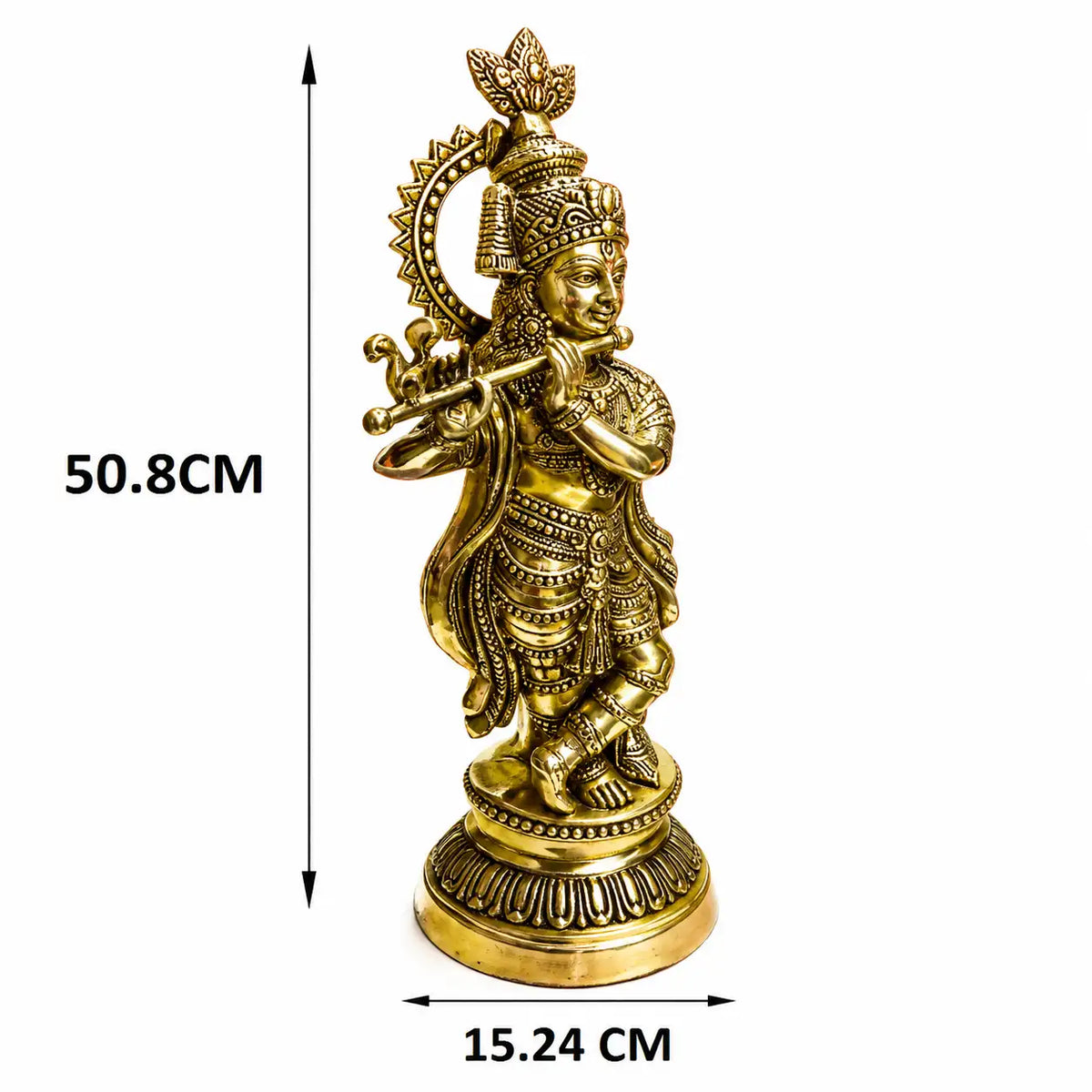 Brass Black Antique Krishna Decorative Showpiece 51 CM Handcrafted Brass Idol Statue