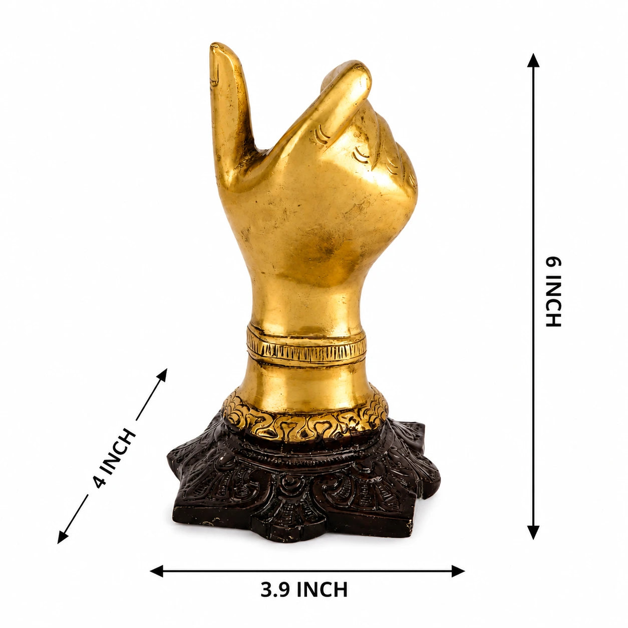 RoyalStuffs Brass Hand Shape Decorative Showpiece with Pen Holder – 16 CM Golden Desk Organizer