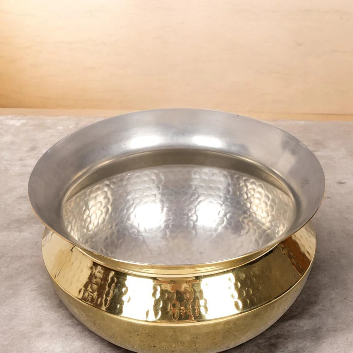 Handcrafted Brass Sipri Handi with Tin Lining – Traditional Heavy Bottom Cooking Vessel