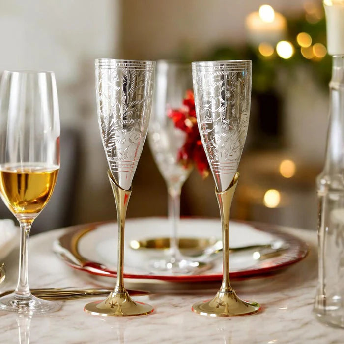 RoyalStuffs Set of 2 Royal Brass Wine Glasses – Handcrafted Luxury Brass Drinkware