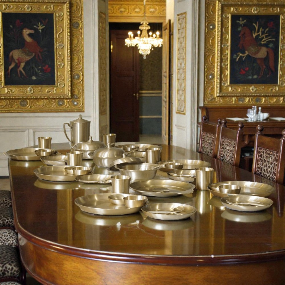 51 Piece Pure Kansa Dinner Set – Premium Bronze Dining Collection (80:20 Certified Bronze)