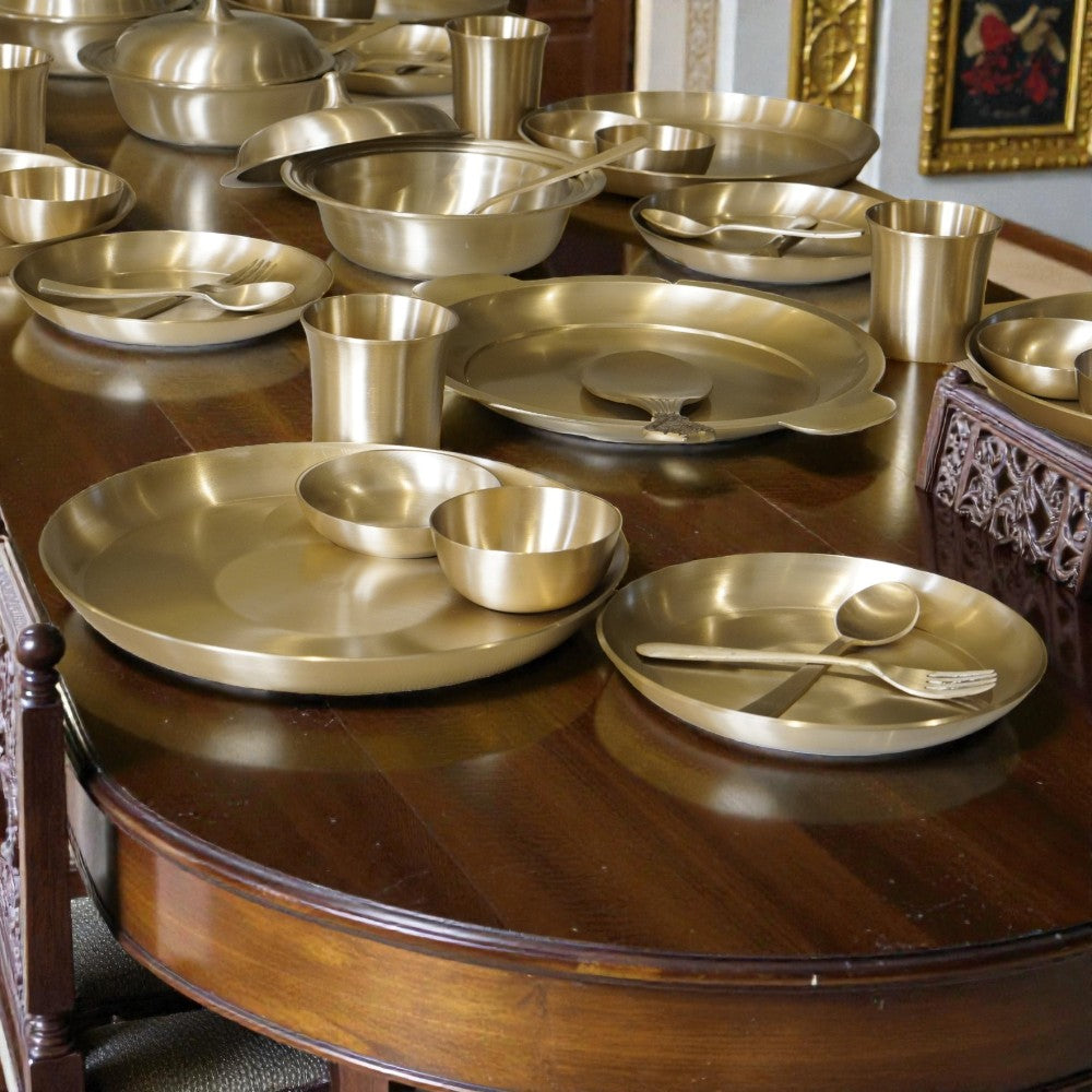 51 Piece Pure Kansa Dinner Set – Premium Bronze Dining Collection (80:20 Certified Bronze)
