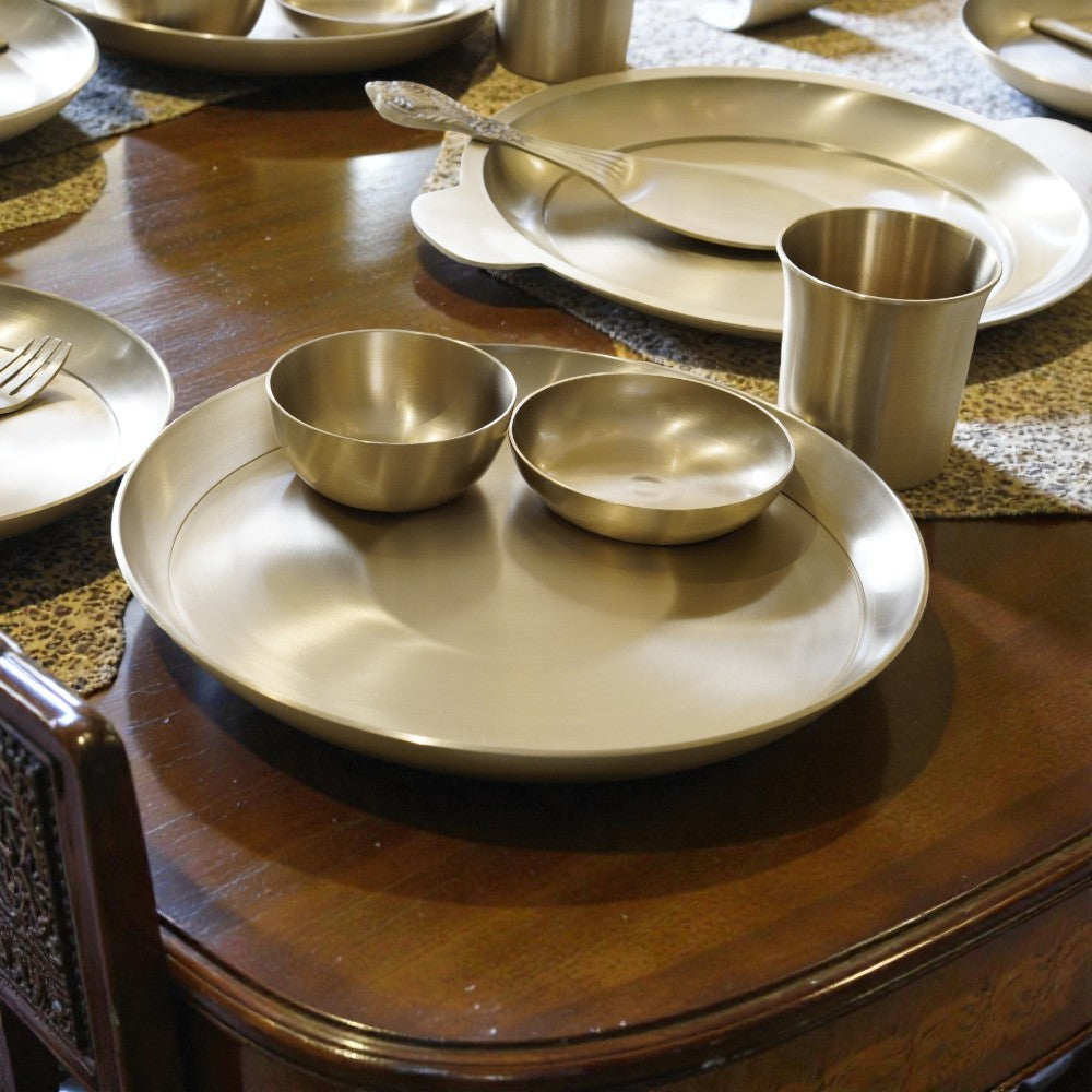 51 Piece Pure Kansa Dinner Set – Premium Bronze Dining Collection (80:20 Certified Bronze)