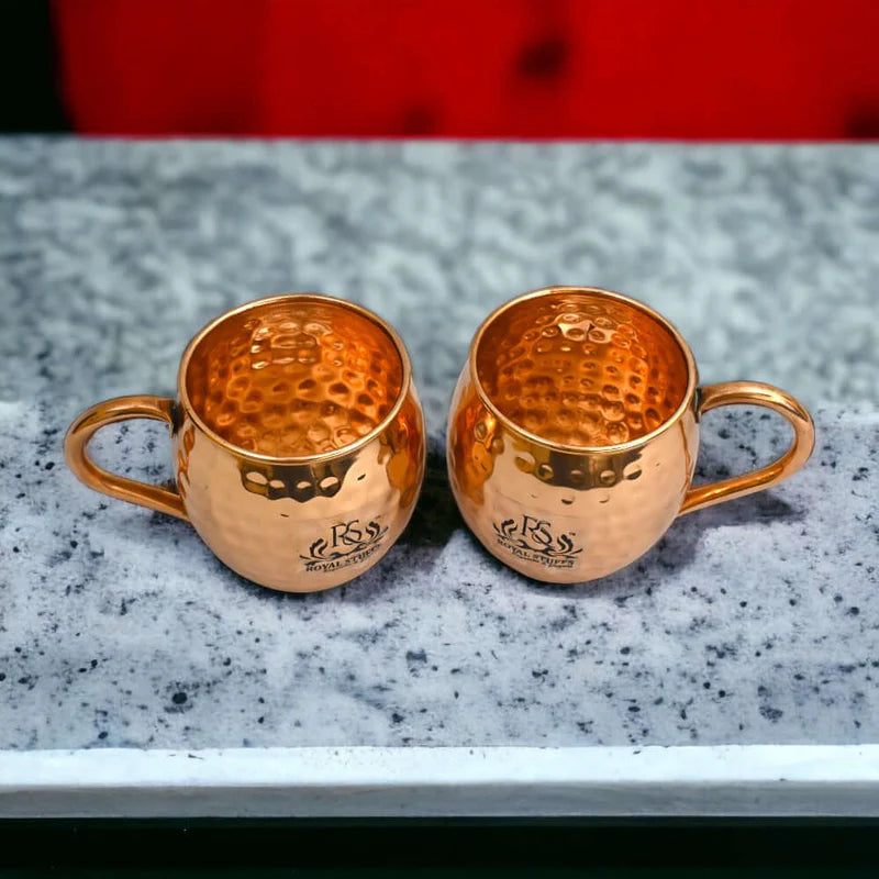 Set of 2 Handcrafted Copper Moscow Mule Mugs Hammered Pure Copper Unlined Mug Cups – 16 Oz