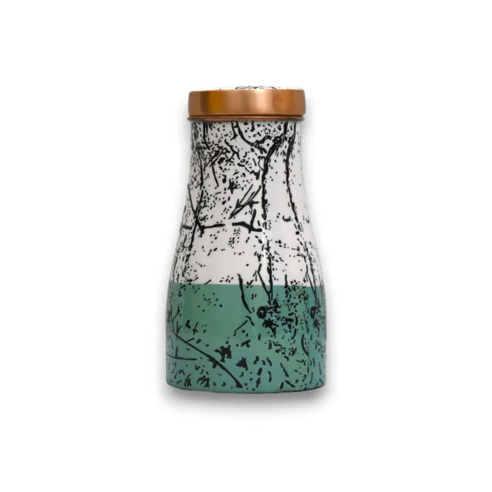 RoyalStuffs Sugar Pot Printed Bedside Carafe Bottle – Aqua White Designer Water Bottle (1000 ML)