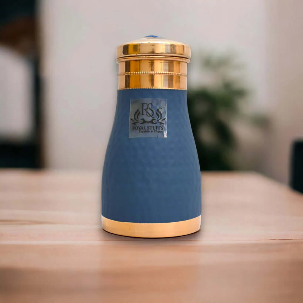 Royal Hammered Blue Copper Water Bottle – Premium Carafe Design (1000 ml)