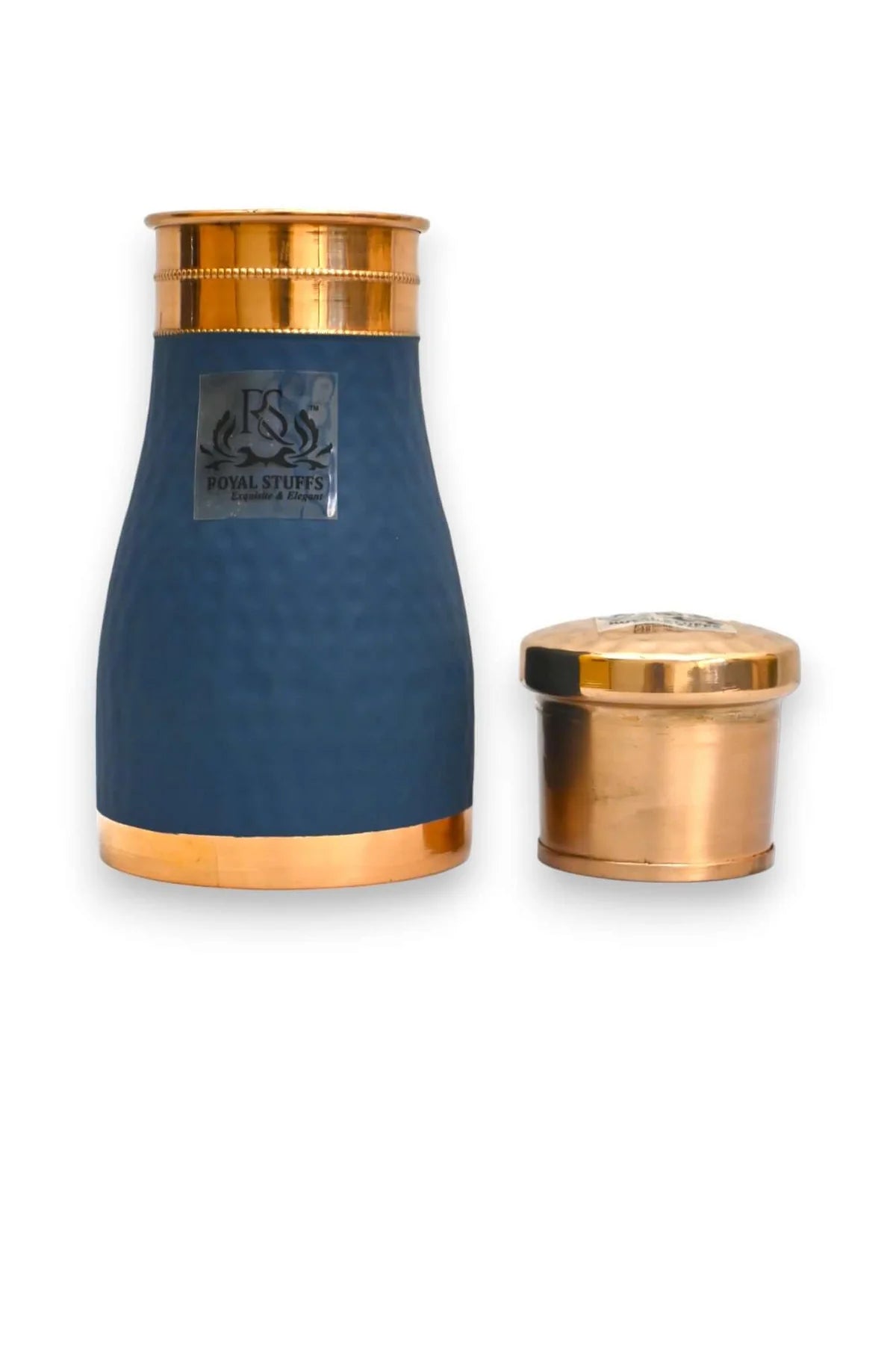 Royal Hammered Blue Copper Water Bottle – Premium Carafe Design (1000 ml)