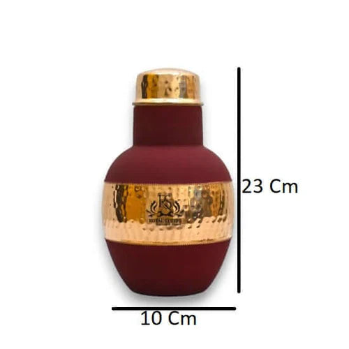 Pure Copper Hammered Bedside Water Carafe Set – Leak Proof Pitcher with Glass Lid (1200 ML)