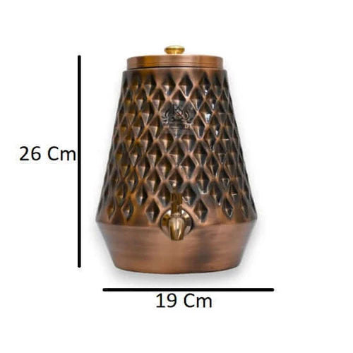 Pure Copper 8 Litre Water Dispenser with Brass Tap – Diamond Shape Storage Container
