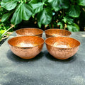 Set of 4 Embossed Leaf Design Copper Bowls – Handmade Serving Bowls (440 ML Each)