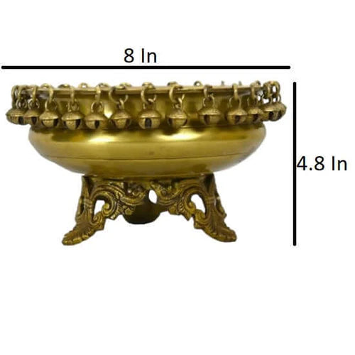 Brass Urli Bowl with Bells – Handcrafted Ethnic Decorative Bowl for Candles, Flowers & Home Décor
