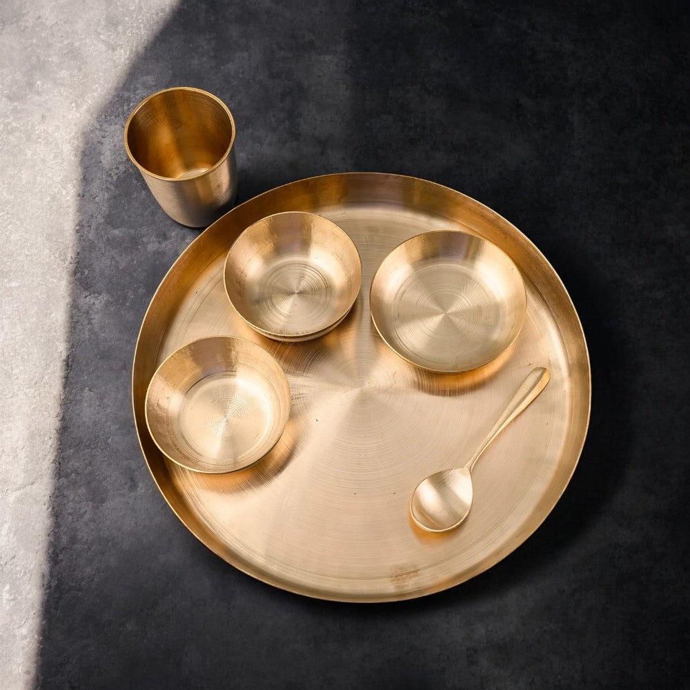 Handmade Pure Kansa Thali Set (6 Pieces) – Traditional Bronze Dinnerware for Healthy Royal Dining | RoyalStuffs.comHandmade Pure Kansa Thali Set (6 Pieces) – Traditional Bronze Dinnerware for Healthy Royal Dining | RoyalStuffs.com