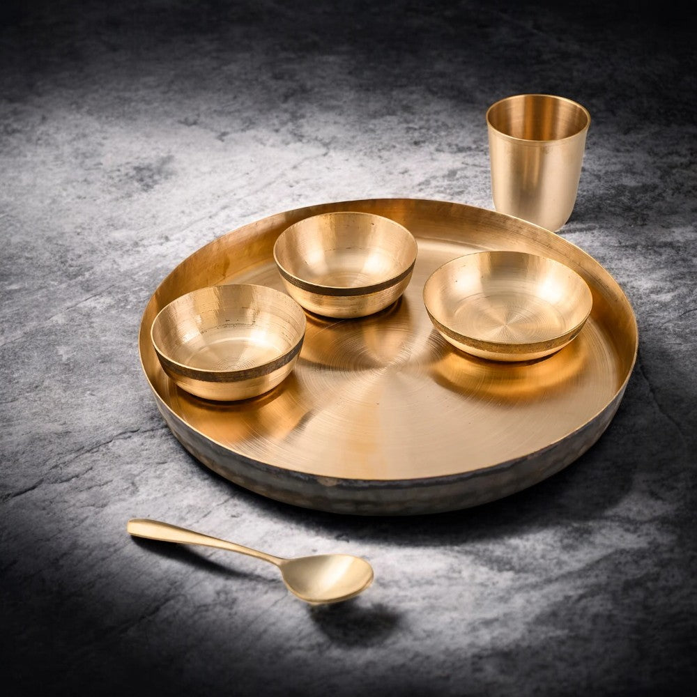 Handmade Pure Kansa Thali Set (6 Pieces) – Traditional Bronze Dinnerware for Healthy Royal Dining | RoyalStuffs.comHandmade Pure Kansa Thali Set (6 Pieces) – Traditional Bronze Dinnerware for Healthy Royal Dining | RoyalStuffs.com