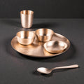 RoyalStuffs 11.8 Inch Matt Finish Kansa Bhojan Set – Traditional 6 Piece Bronze Dinner Set (80:20 Certified Kansa)
