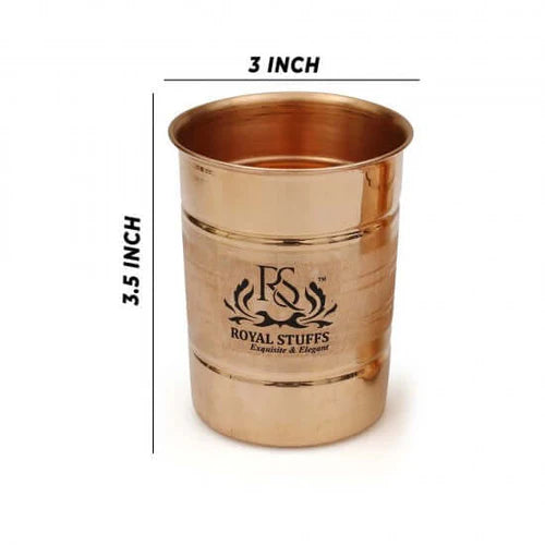 Pure Copper Glass Tumbler Set of 6 – Handmade Drinkware Tableware Collection