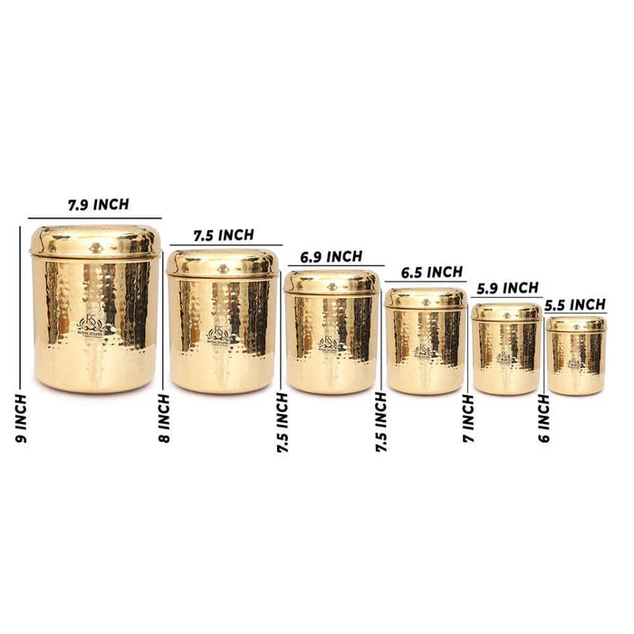 6 Piece Brass Storage Container Set – Premium Brass Kitchen Canisters