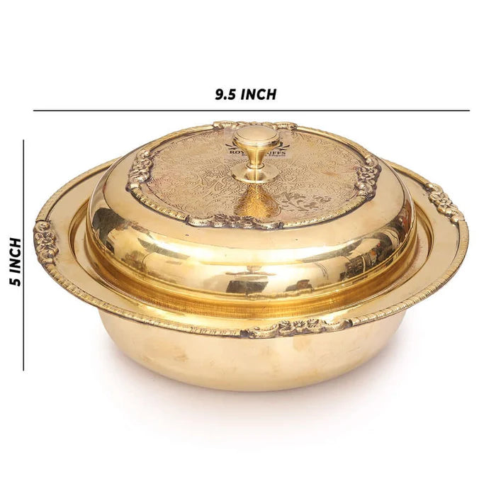 500 ML Pure Brass Serving Donga with Lid – Handcrafted Premium Tableware Bowl