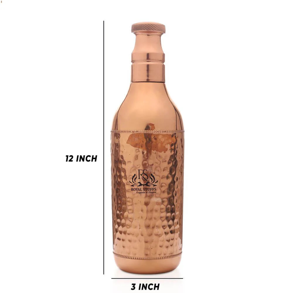 ROYAL HANDCRAFTED COPPER WATER BOTTLE – CHAMPAGNE SHAPE (1200 ML)