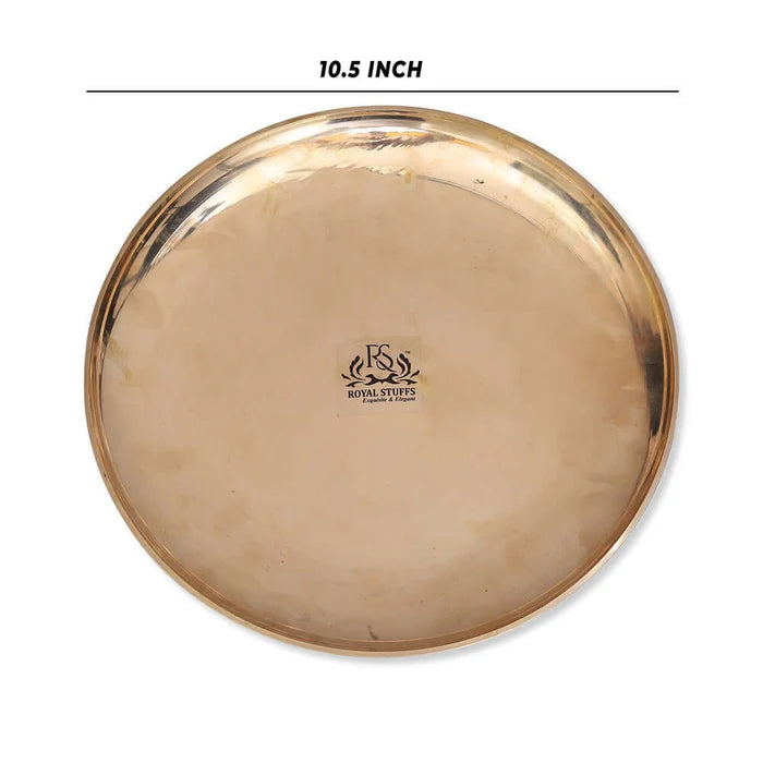 Pure Bronze Kansa Plate 10.5 Inch – Handmade Dining & Serving Plate (80:20 Certified)