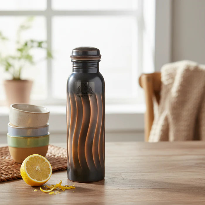 RoyalStuffs 1 Liter Copper Lehar Bottle – Leak-Proof Pure Copper Water Bottle