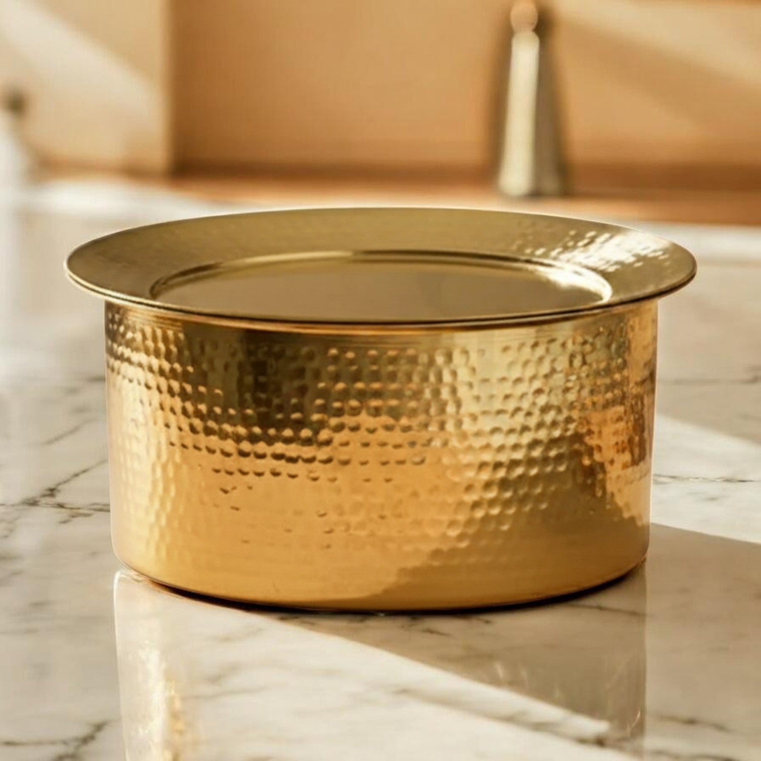 Pure Brass Lagaan Patila with Tin (Kalai) Coating – Hammered Bhagona / Round Tapeli with Heavy Modern Bottom | 3 Sizes | RoyalStuffs