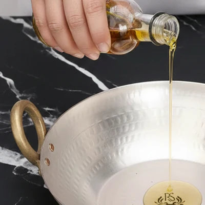 Flat Base Brass Kadhai with Lid – Tin Lined Heavy Bottom Cookware (Multiple Sizes)
