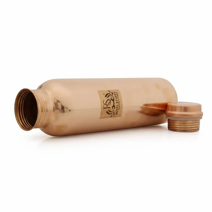 Royal Plain Shine Copper Water Bottle – 900 ml | Pure Copper, Minimal Design