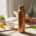 RoyalStuffs Printed Pure Copper Water Bottle – Floral Designer Copper Bottle for Daily Hydration (950 ML)