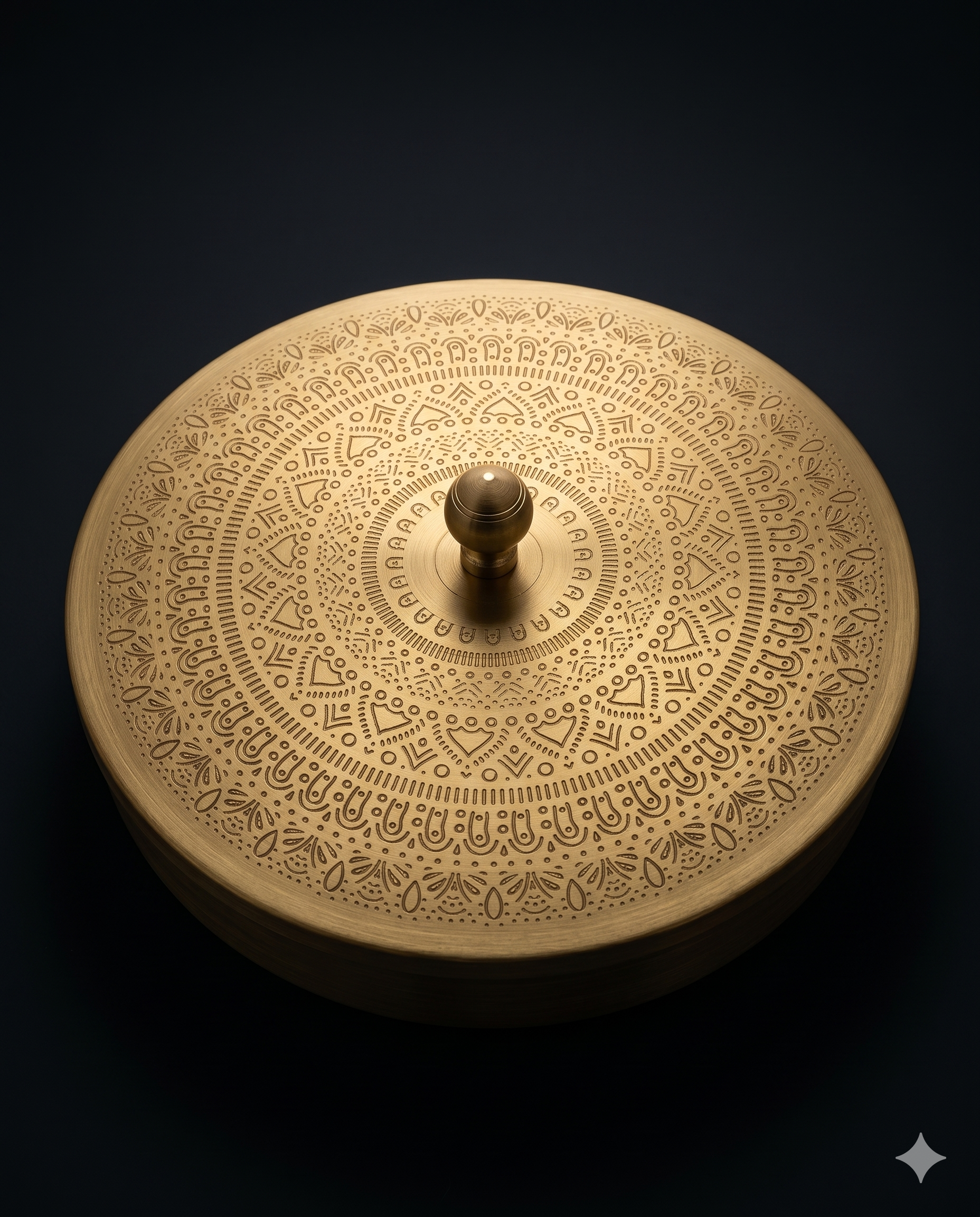 RoyalStuffs Pure Brass Chapati Box – Handcrafted Brass Roti & Puri Storage Dibba with Embossed Lid