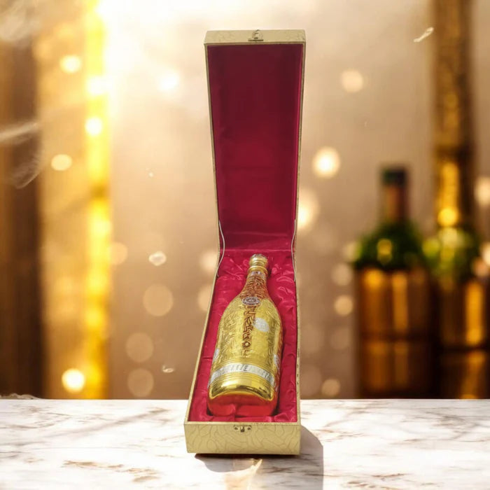 RoyalStuffs Pure Brass Royal Champagne Bottle – Hand Carved 16 Inch Decorative Showpiece