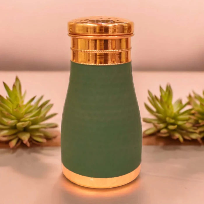 RoyalStuffs Hammered Velvet Touch Copper Bedside Carafe with Inbuilt Glass – 1 Litre