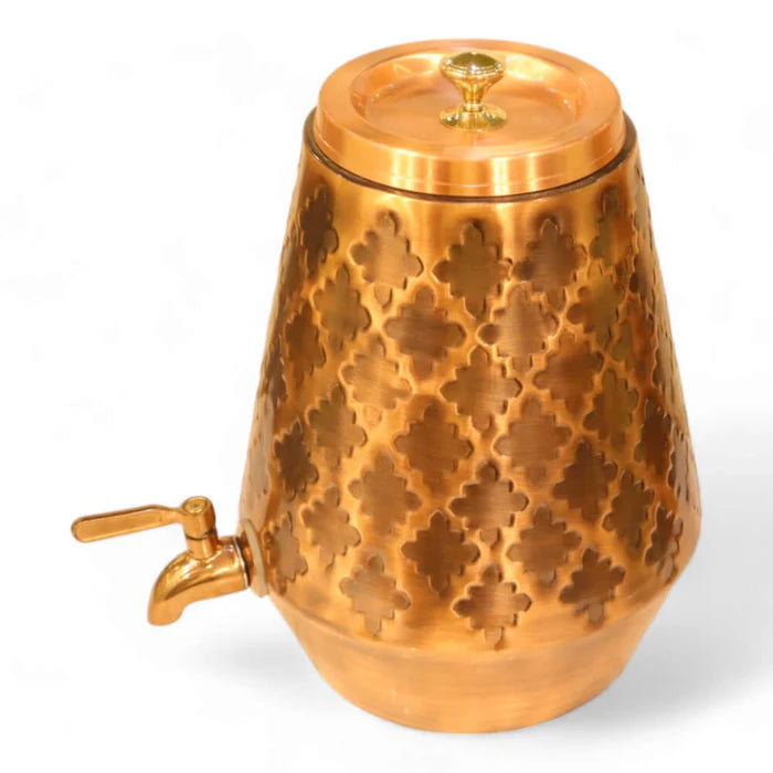RoyalStuffs 5 L Pure Copper Water Dispenser – Conical Antique Kangura Design Beverage Dispenser with Tap