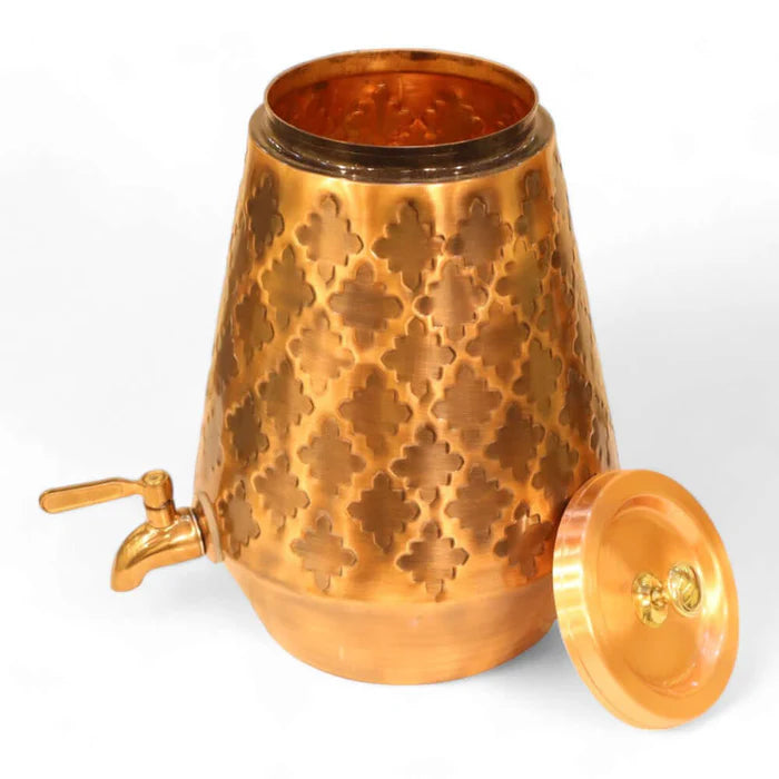 RoyalStuffs 5 L Pure Copper Water Dispenser – Conical Antique Kangura Design Beverage Dispenser with Tap