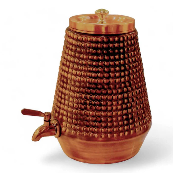 RoyalStuffs 5 L Hammered Antique Copper Water Dispenser – Handcrafted Copper Beverage Dispenser with Tap