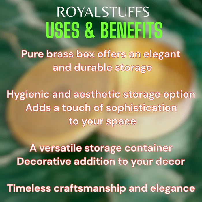 Pure Brass Chapati Box with Lid – Handmade Puri Storage Container (8 Inch)