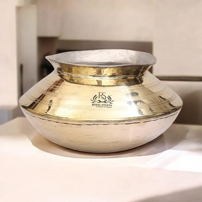 Handmade Brass Handi with Tin Lining – Traditional Heavy Bottom Cooking Pot