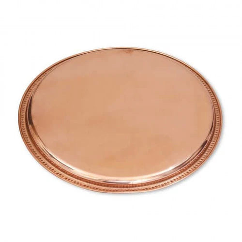 Set of 4 Pure Copper Floral Thali Plates – 12 Inch Handcrafted Copper Dinner Serving Plates