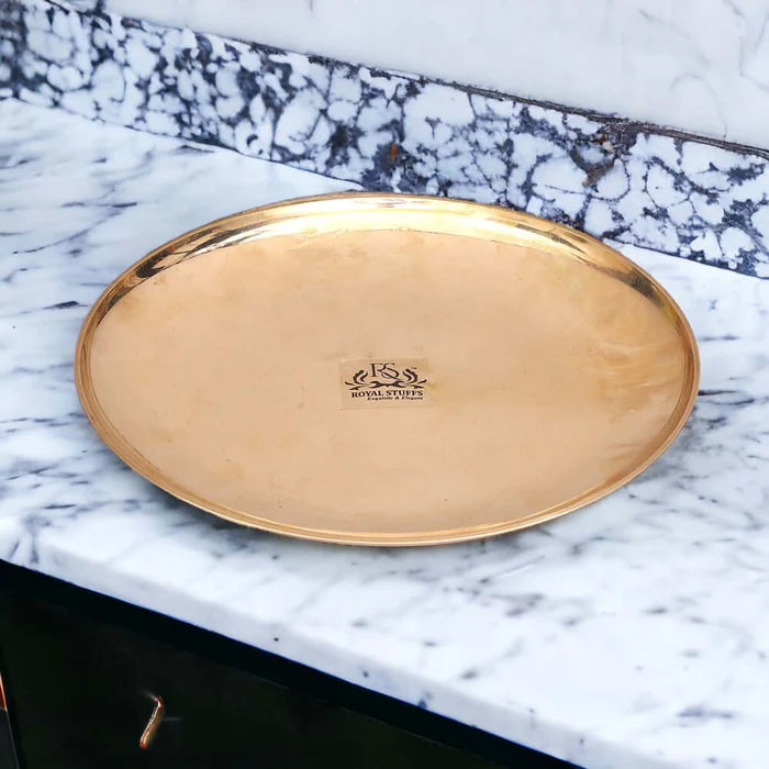 Pure Bronze Kansa Plate 10.5 Inch – Handmade Dining & Serving Plate (80:20 Certified)