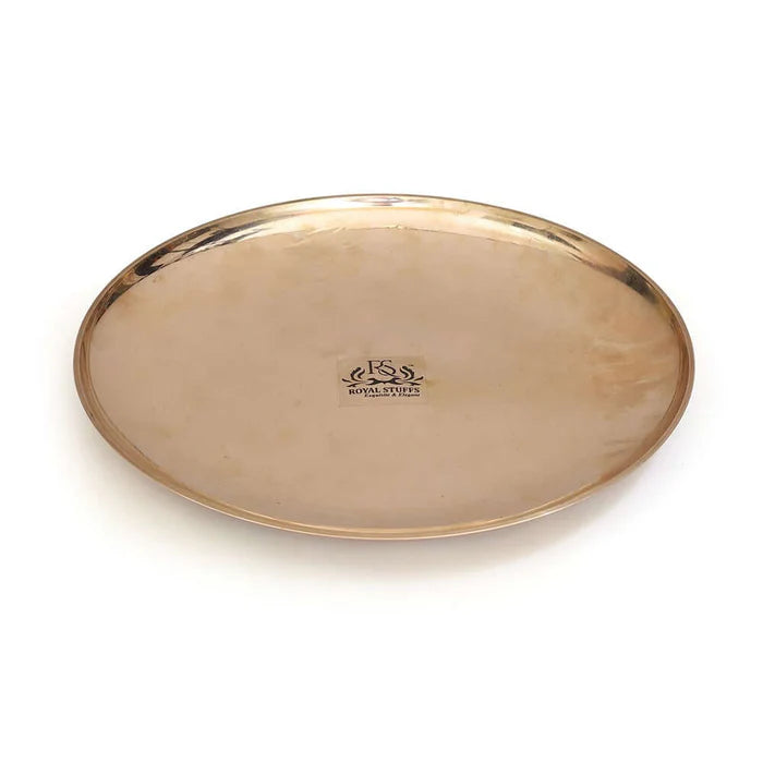 Pure Bronze Kansa Plate 10.5 Inch – Handmade Dining & Serving Plate (80:20 Certified)