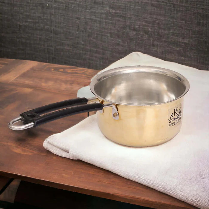 Brass Sauce Pan Tapeli with Tin Coating – Milk & Tea Cooking Pot (Multiple Sizes)