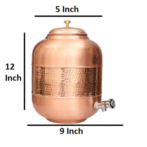 Hammered Copper Water Dispenser with Tap – 8 Litre Storage & Serving Tank