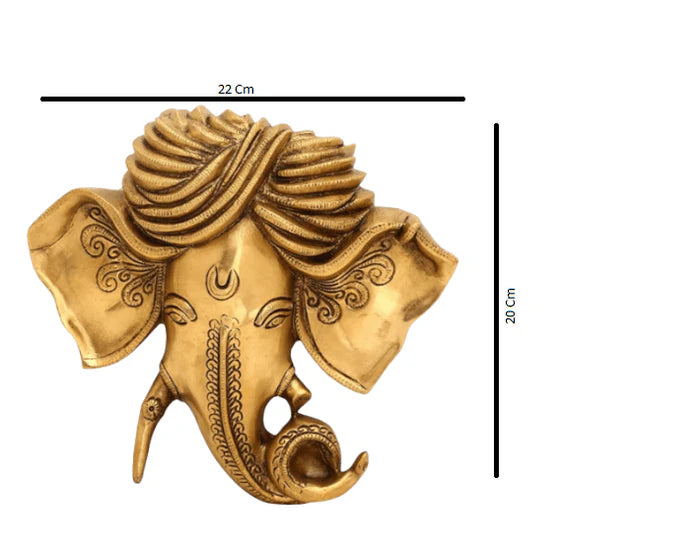 Brass Crafted Ganesha Wall Mask – Handmade Decorative Wall Hanging