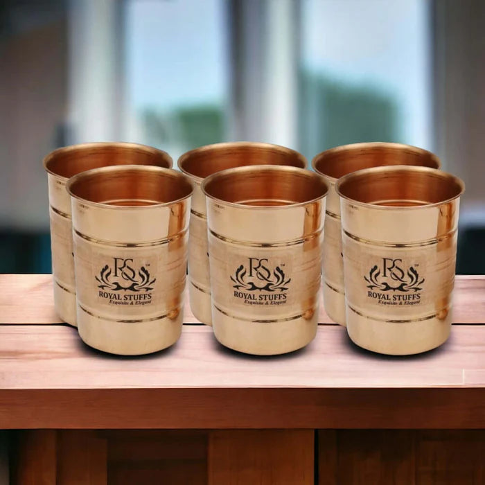 Pure Copper Glass Tumbler Set of 6 – Handmade Drinkware Tableware Collection