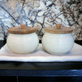ROYALSTUFFS Modern Hammered Metal Jar Set with Wooden lid- Gift Bowl Set/Home Decor