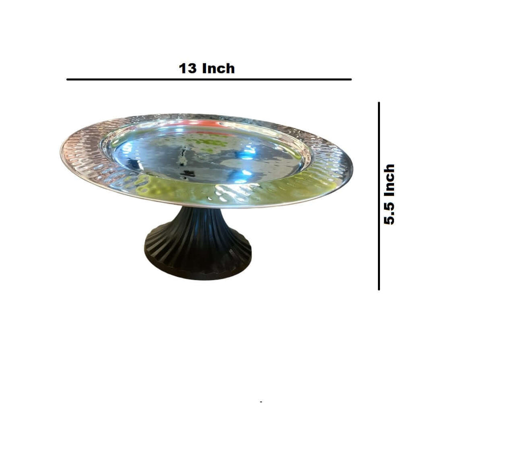 ROYALSTUFFS Cake Stand Single Tier – 13 inch Black Chrome Finish