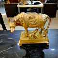 ROYALSTUFFS Kamdhenu Collections Brass statue Cow And Calf Statue Showpiece  5 inches height