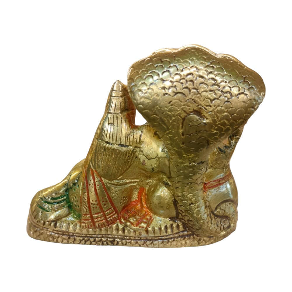 ROYALSTUFFS  Brass Lord Vishnu with Lakshmi Rest Upon Shesha Naag - Brass Laxmi Narayan Statue Dimension - (5.5x4x1.5) in inches Decorative Showpiece 