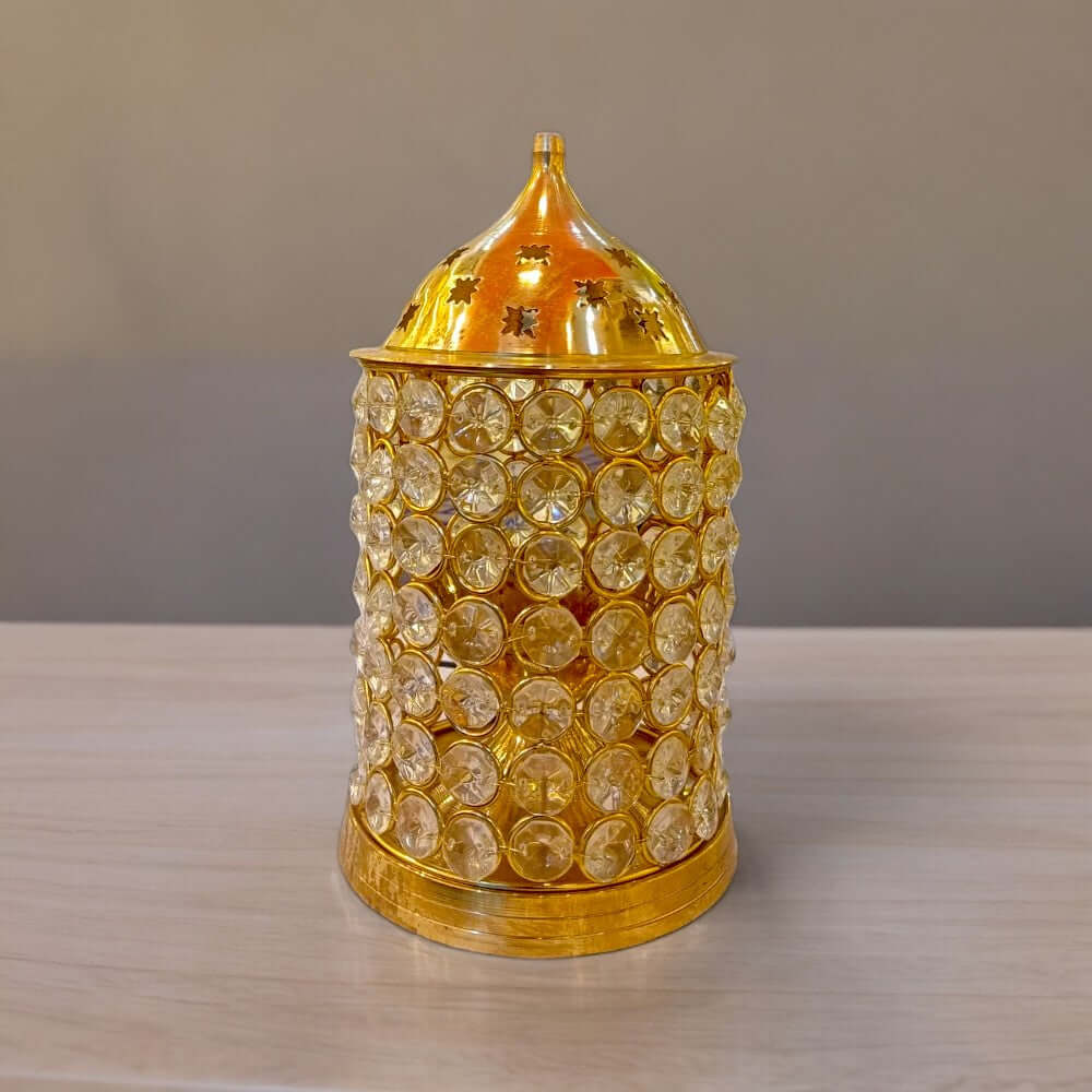 7-Inch Brass Akhand Jyoti Crystal Diya - 460 Gram
